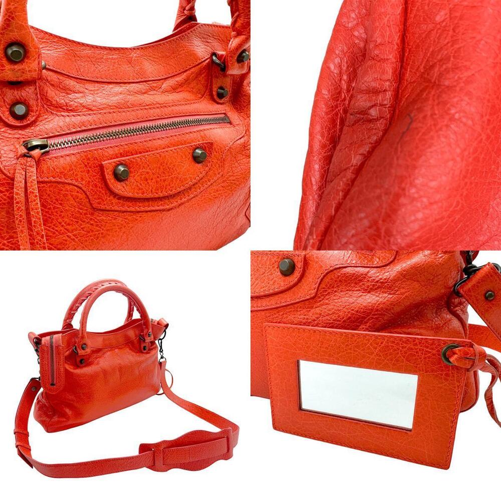 Balenciaga The Town Leather Shoulder Bag Handbag Red - Picture 4 of 4